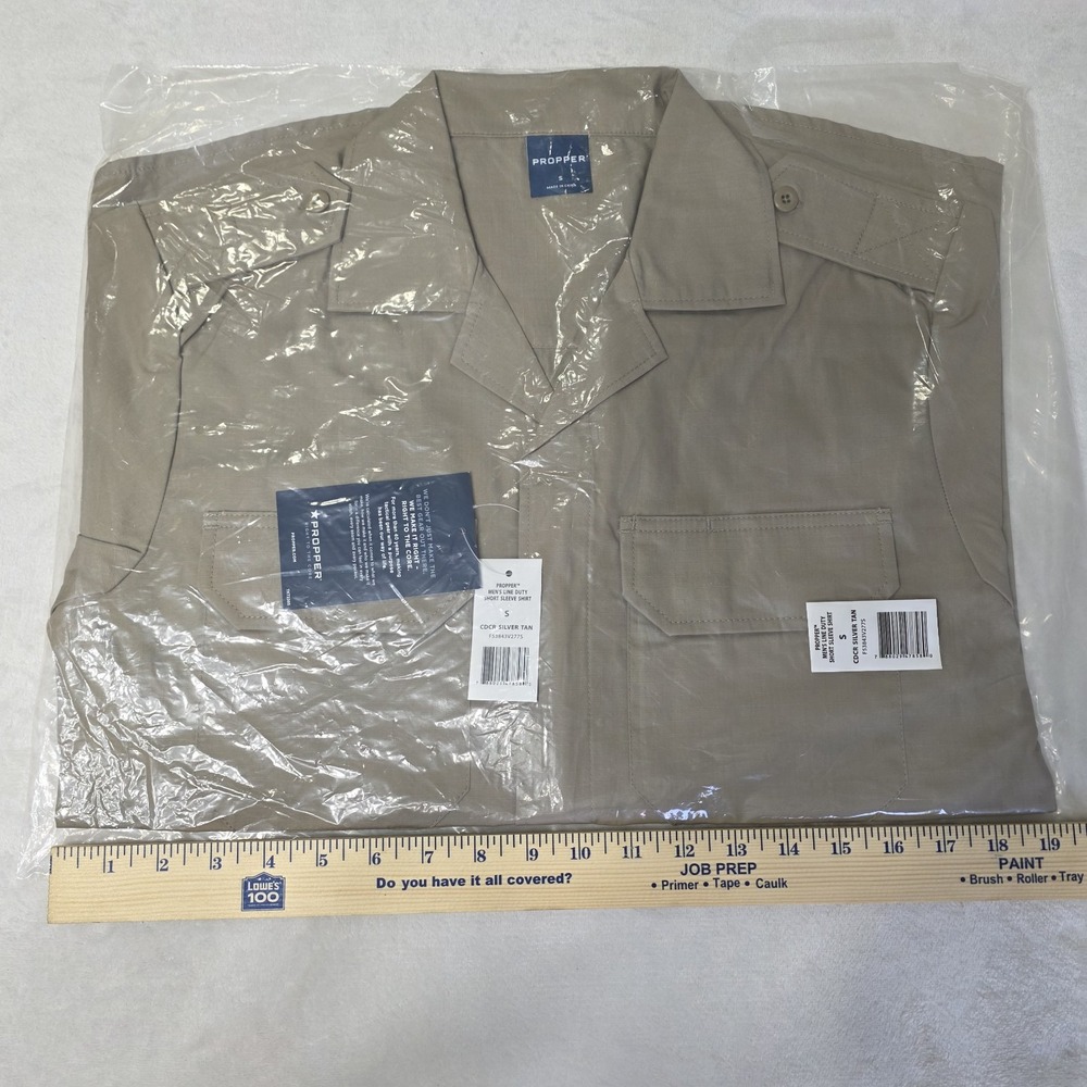 Propper® Men's Small Khaki Tactical Shirt‎ Short Sleeve Ripstop Line Duty Work